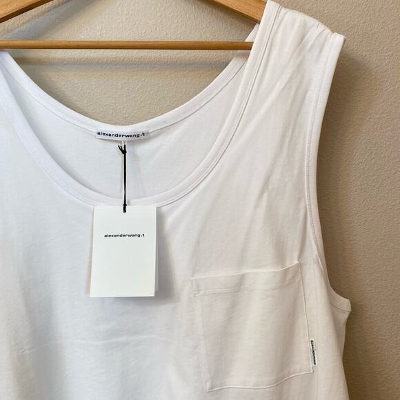 NWT Alexander Wang High Twist Jersey Layered Muscle Mini Dress Womens sz L White - Picture 4 of 15